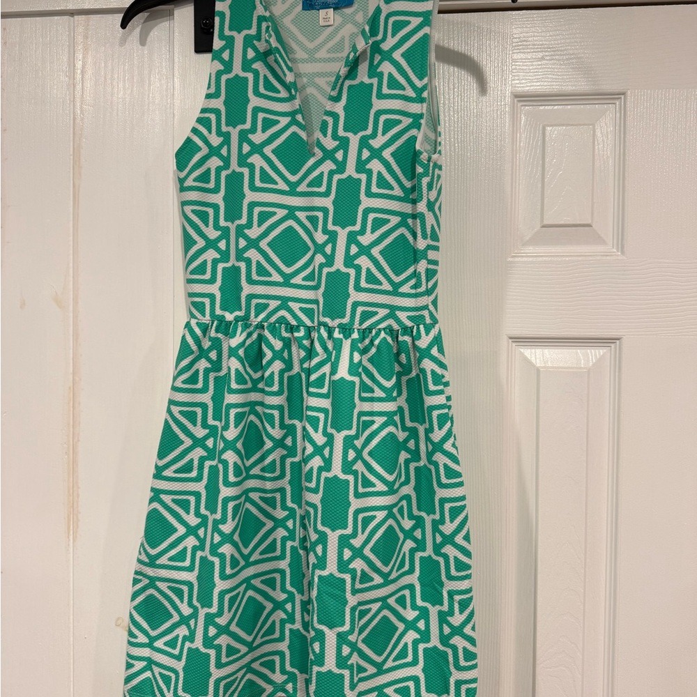 Teal Geometric Pattern Dress